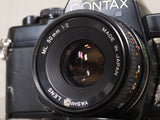 CONTAX 139 QUARTZ 35mm camera with Yashica ML 50mm f2 Lens and Flash