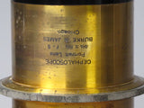 Brass CEPHALOSCOPE Portrait Lens 8 1/2  x 8 1/3 f5 BURKE & JAMES Large Format Lens