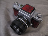 (available) Red Nikon F 35mm Camera with 35mm f2.8 Lens and Waist-Level Finder